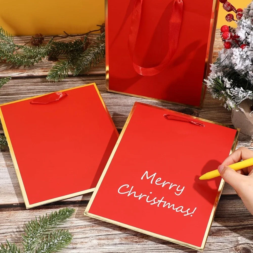 5 Pack Metallic Paper Gift Bags with Handle and Tissue 9 x 7 x 3.1